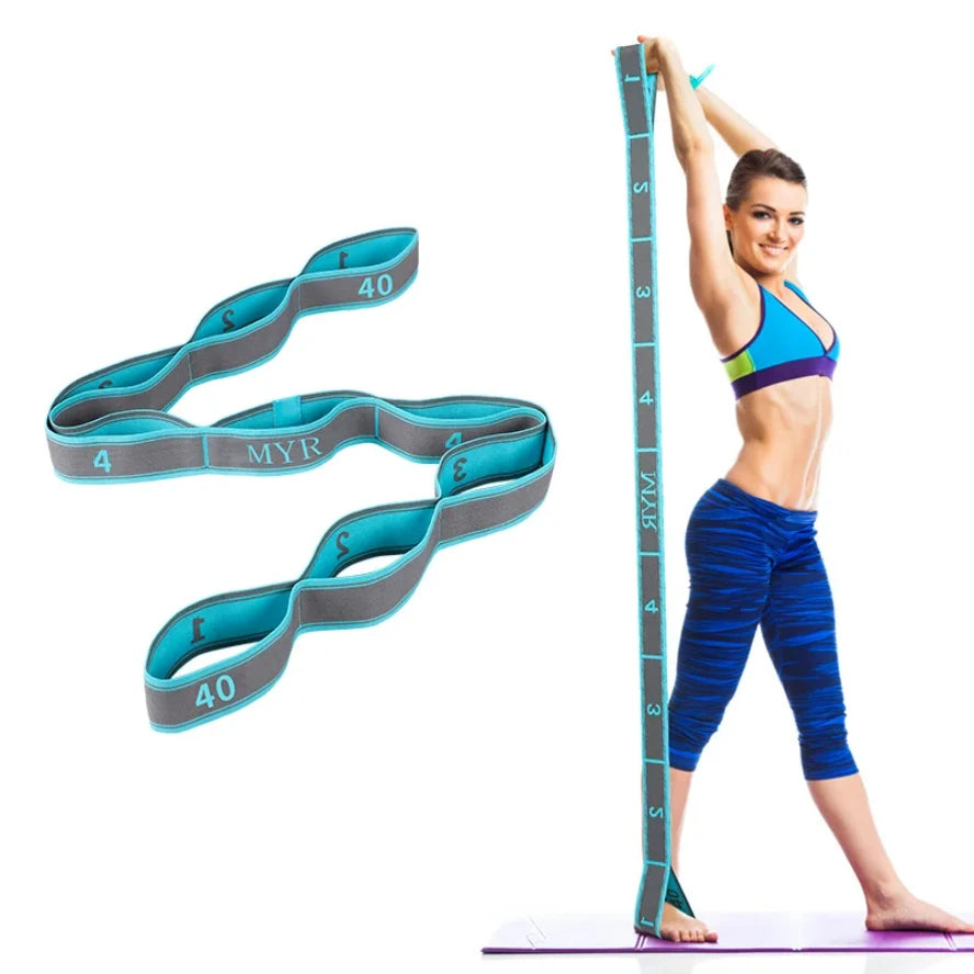Elastic Yoga Stretching Strap with Loops for Ballet, Yoga and Pilates