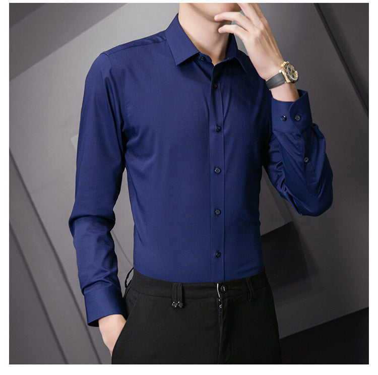 Men Long Sleeve Shirt Plus Size Business Casual White Shirt