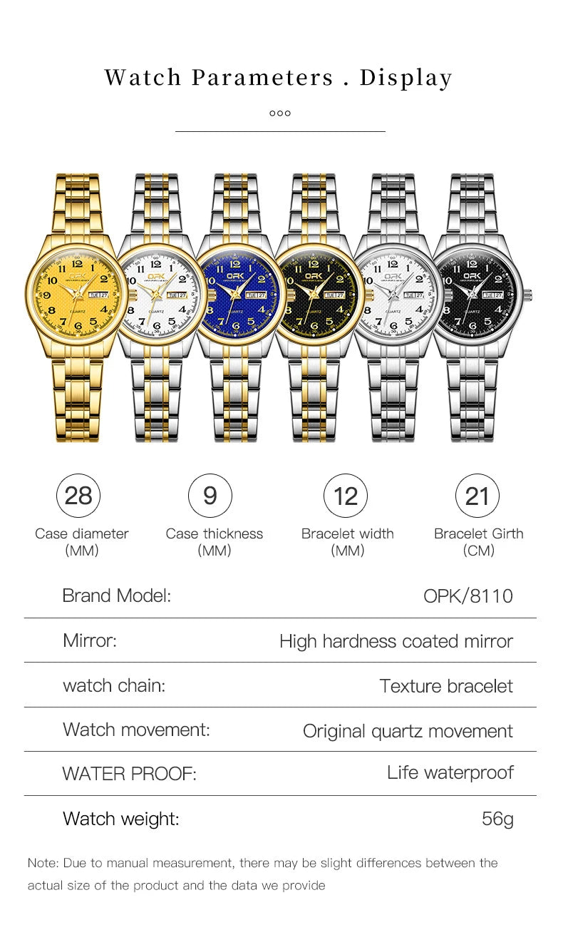 Women Quartz Watch Waterproof Classic Stainless Steel Watch