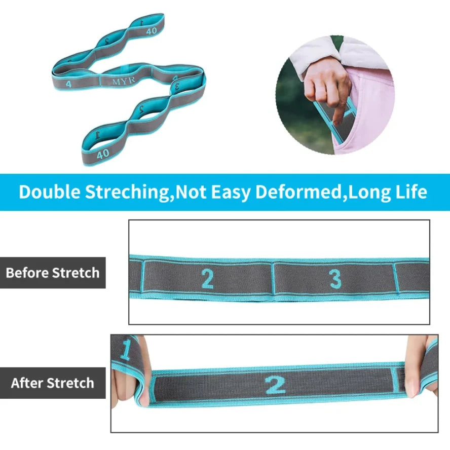Elastic Yoga Stretching Strap with Loops for Ballet, Yoga and Pilates
