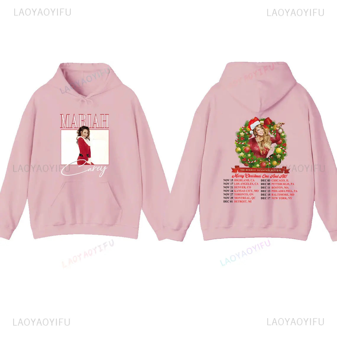 Mariah Carey Hoodie Merry Christmas Graphic Oversized Top