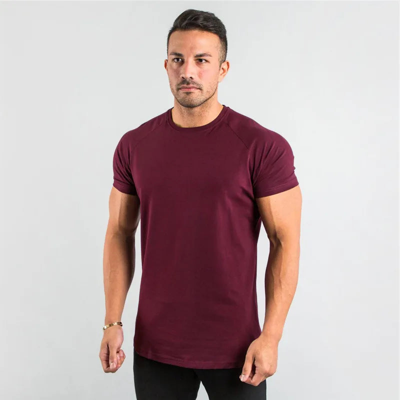 Men Fitness T-Shirt Short Sleeve Cotton Gym Tee