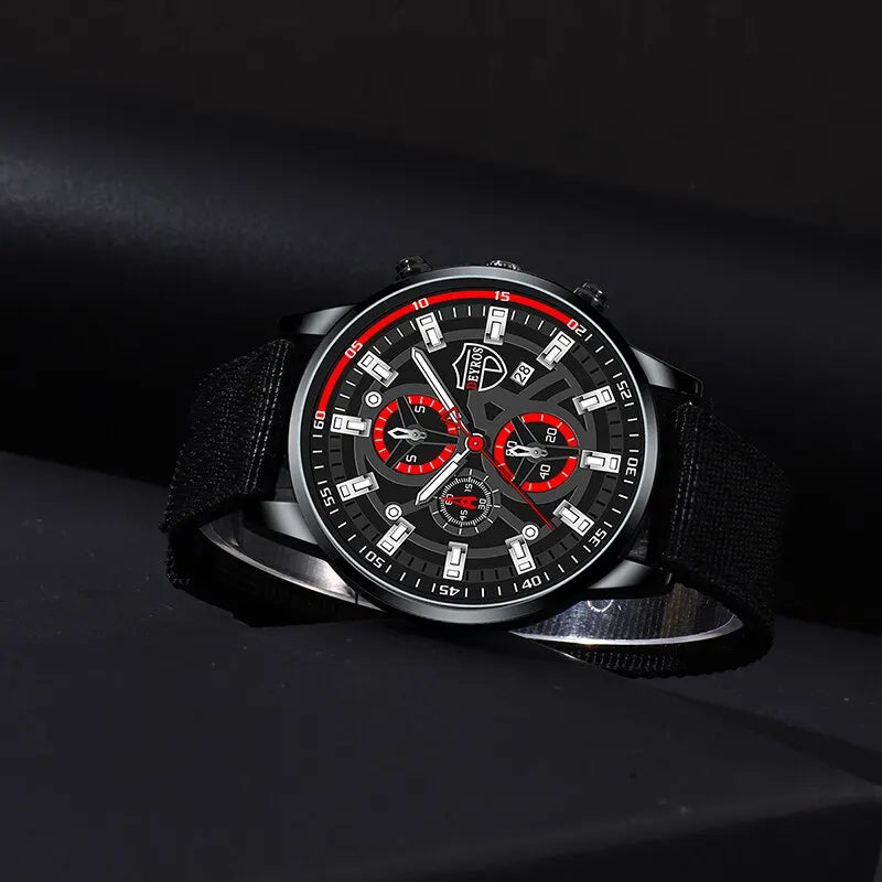 Mens Watch Set 3PCS Quartz Watch Necklace and Bracelet