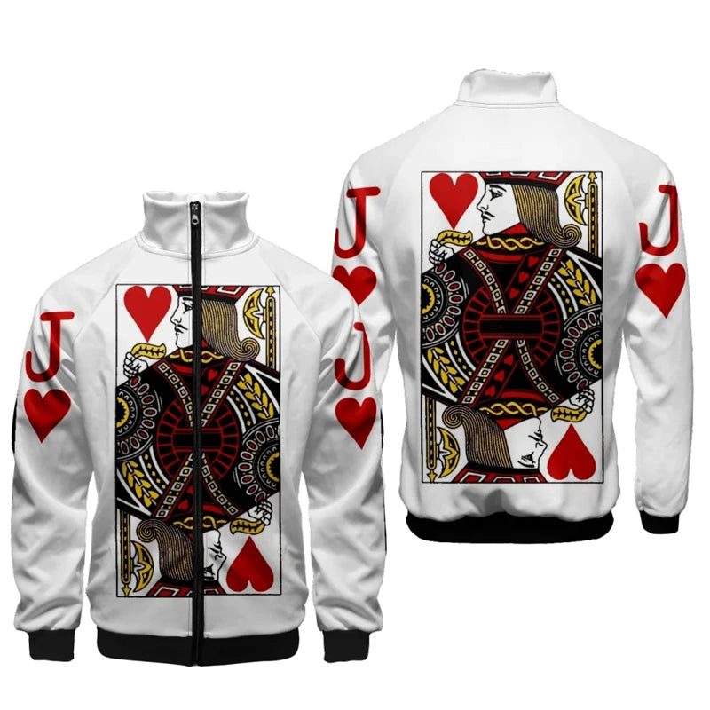 Playing Cards Hoodie 3D Poker Print Zipper Jacket