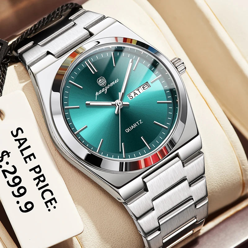 Men Quartz Watch Stainless Steel Luminous Chronograph Watch