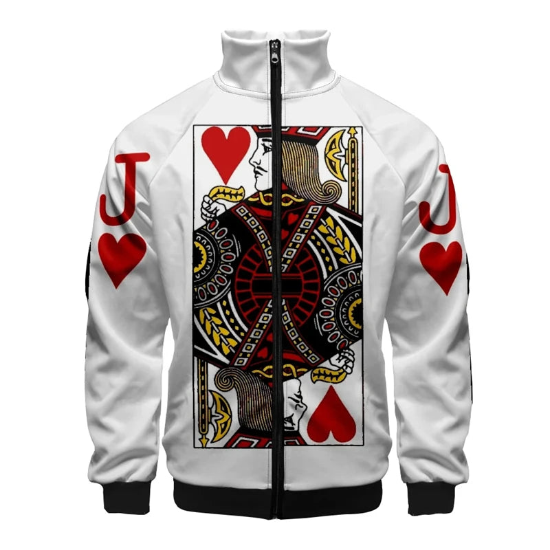 Playing Cards Hoodie 3D Poker Print Zipper Jacket