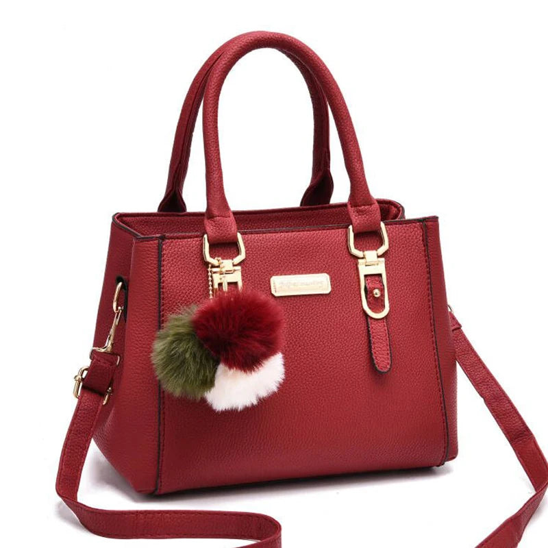 Women Shoulder Bag with Beading Pendant and Embossed Design