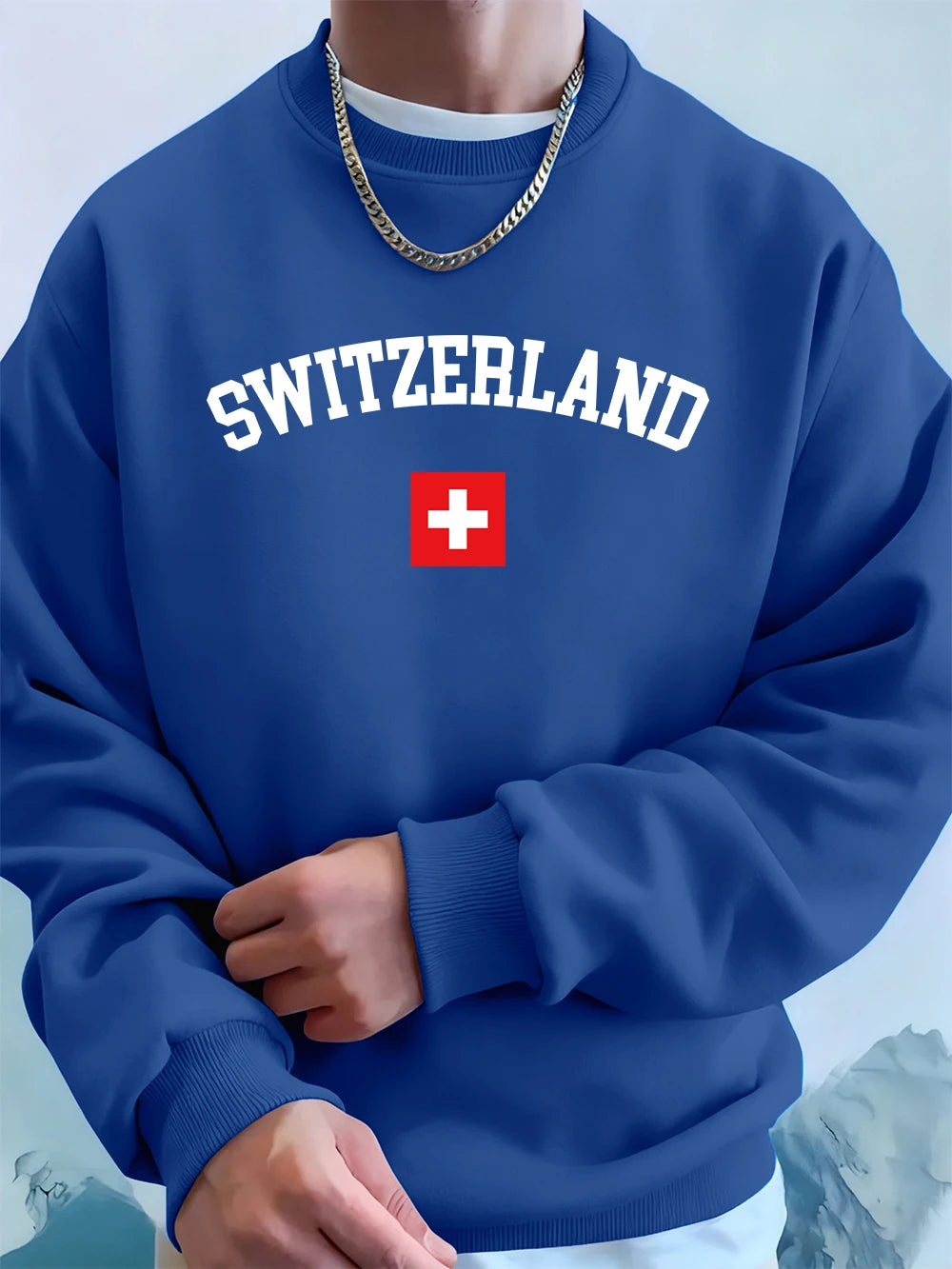 Switzerland Flag Hoodie Oversized Fleece Men’s Sweatshirt