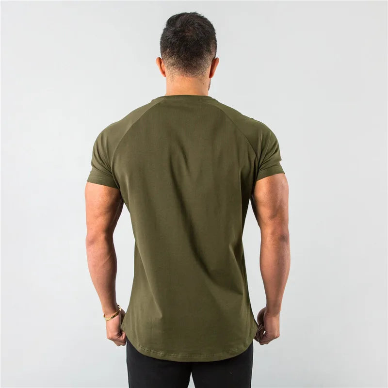Men Fitness T-Shirt Short Sleeve Cotton Gym Tee