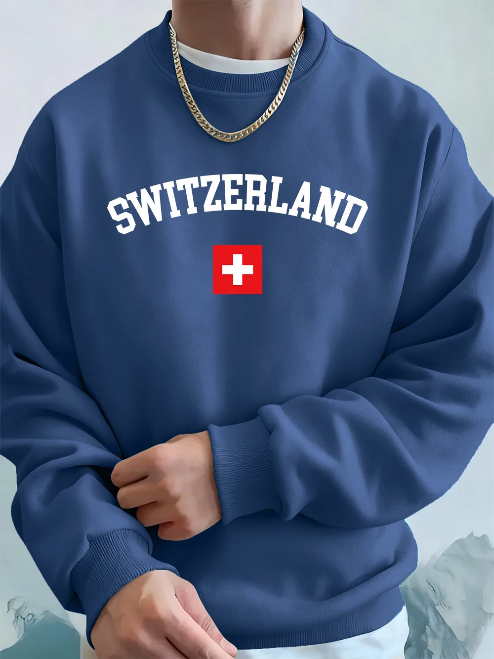 Switzerland Flag Hoodie Oversized Fleece Men’s Sweatshirt