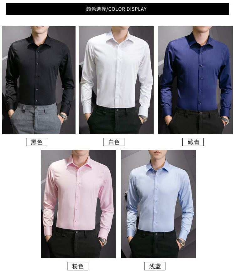 Men Long Sleeve Shirt Plus Size Business Casual White Shirt