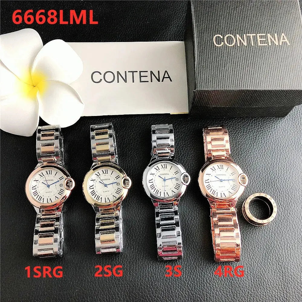 Luxury Quartz Watch Stainless Steel Blue Balloon Date Watch