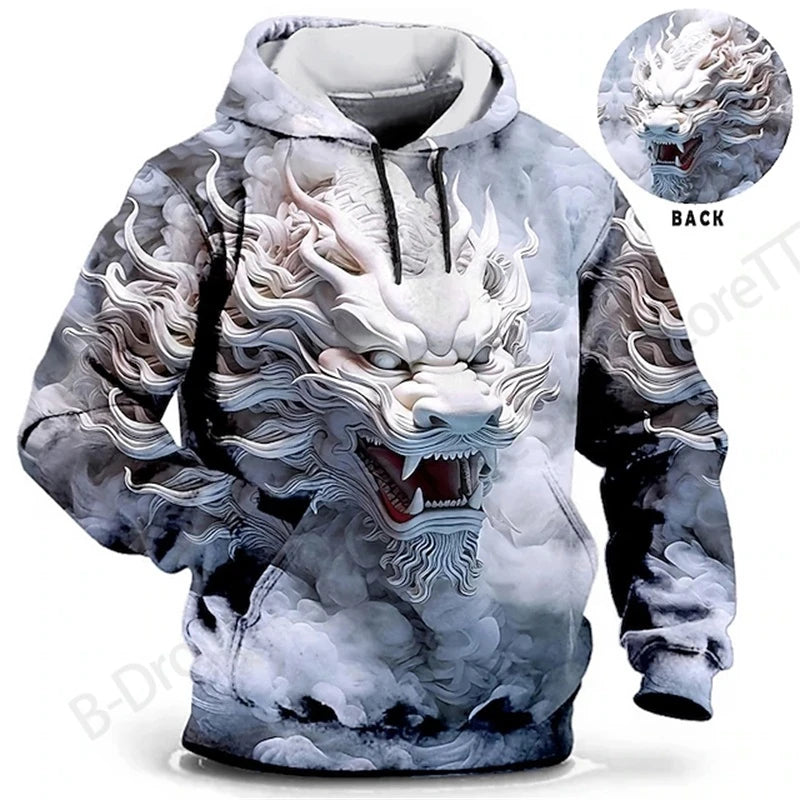 Dragon Print Hoodie 3D Graphic Sweatshirt for Men and Women