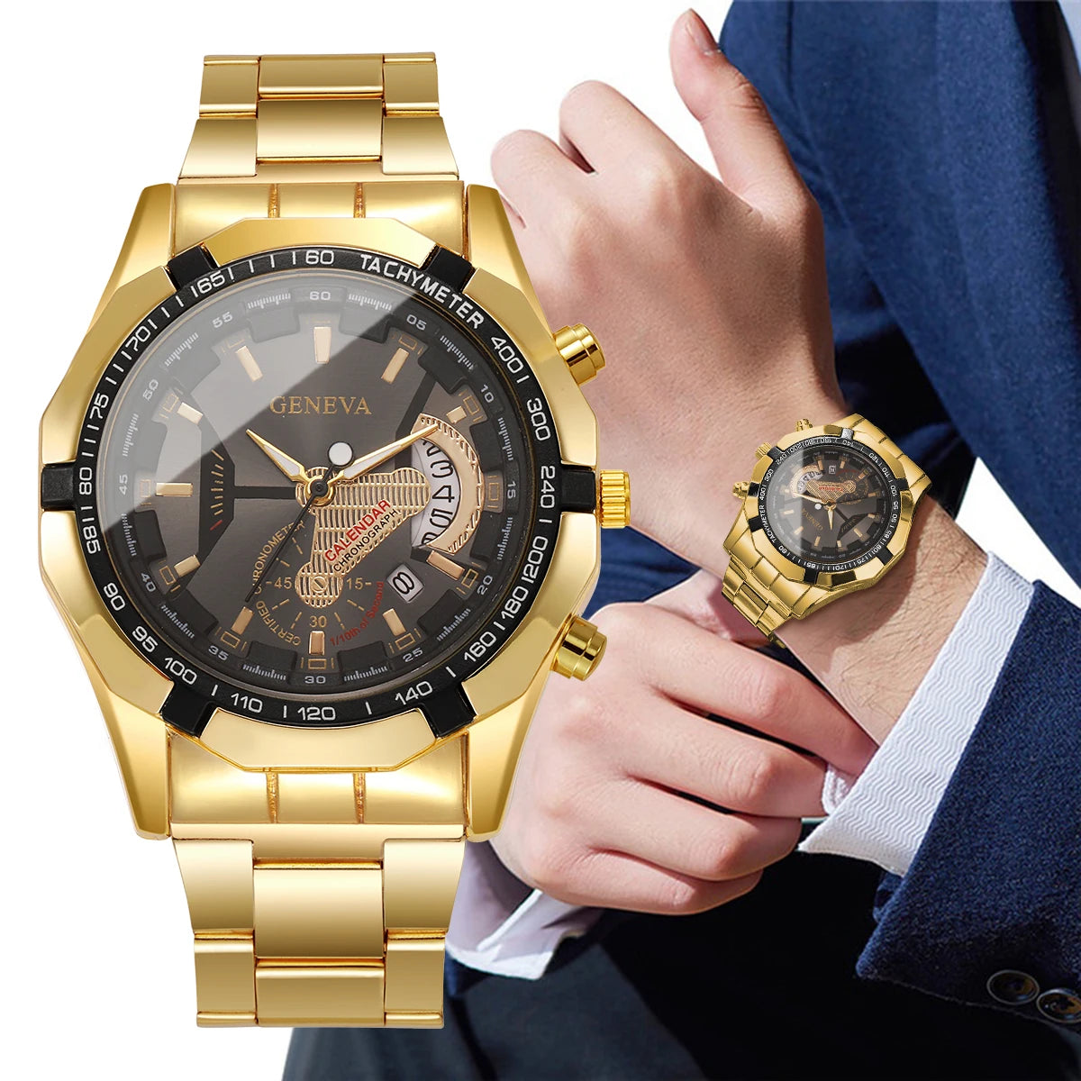 Men Business Watch Large Dial Calendar Quartz Watch