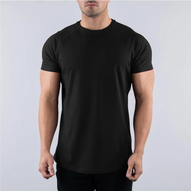 Men Fitness T-Shirt Short Sleeve Cotton Gym Tee