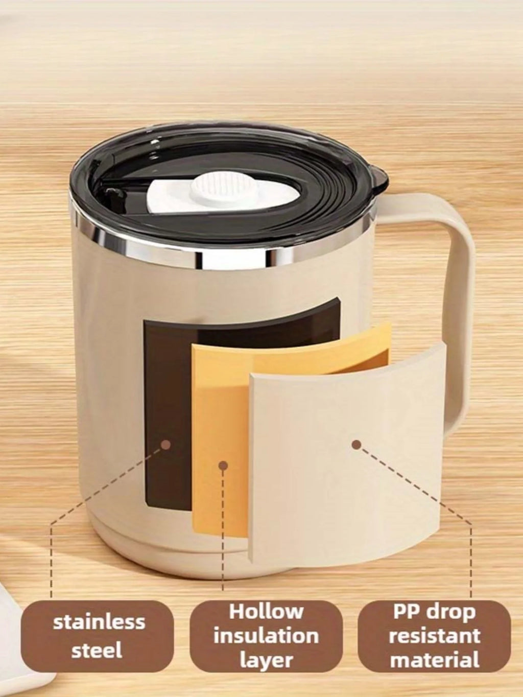 Stainless Steel Mug with Lid Large Capacity Coffee Cup