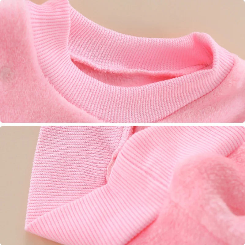 Kids Flannel Pajamas 2Pcs Warm Coral Fleece Sleepwear