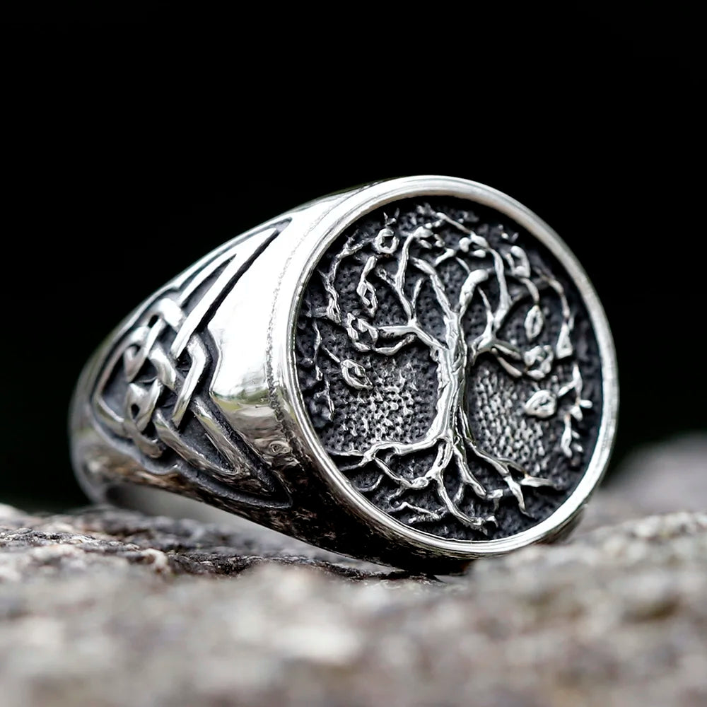 Viking Rune Ring Nordic Life Tree Stainless Steel Ring