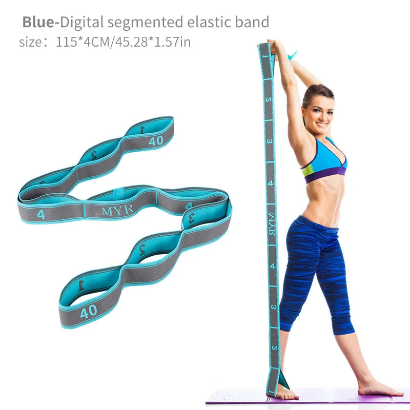 Elastic Yoga Stretching Strap with Loops for Ballet, Yoga and Pilates