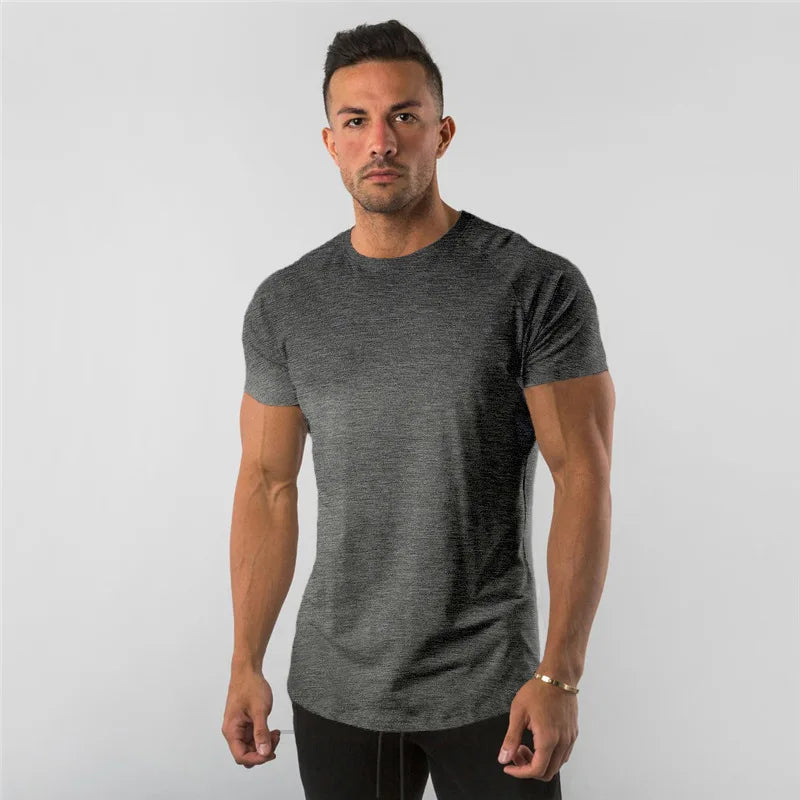 Men Fitness T-Shirt Short Sleeve Cotton Gym Tee