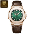 Men Leather Watch Square Waterproof Luminous Quartz Watch