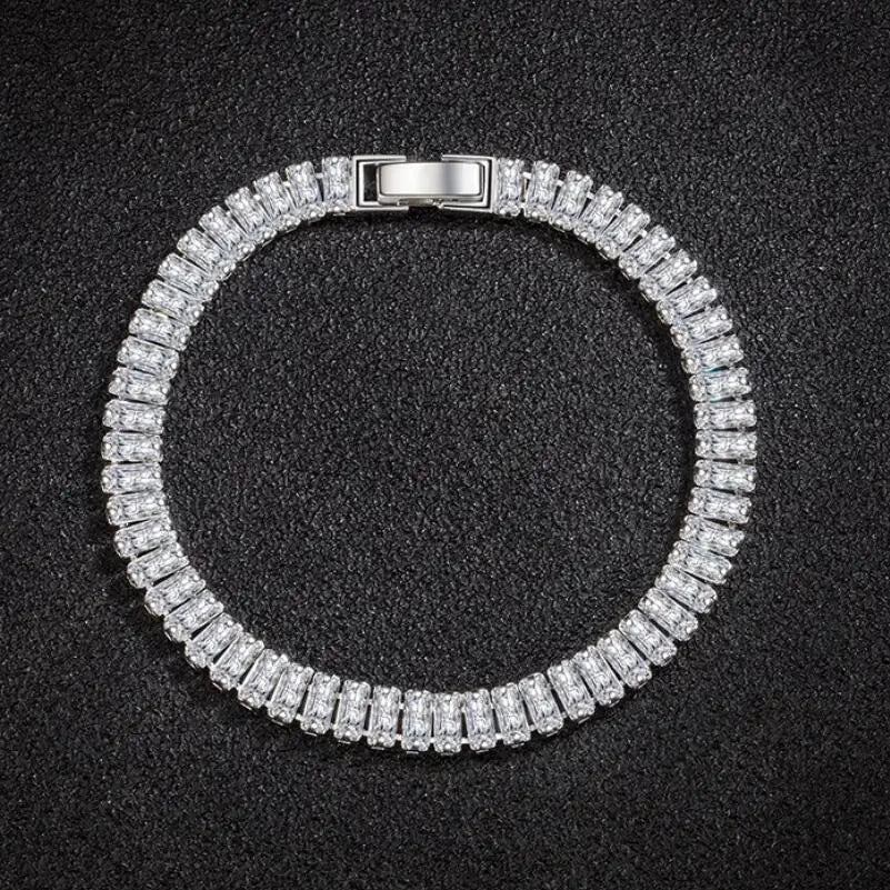 Sterling Silver Crystal Bracelet 18CM Luxury Jewelry for Women