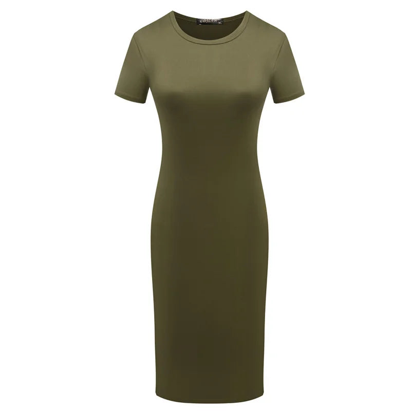 Bodycon Sheath Dress Shiny Short Sleeve Summer Dress