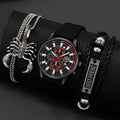 Mens Watch Set 3PCS Quartz Watch Necklace and Bracelet