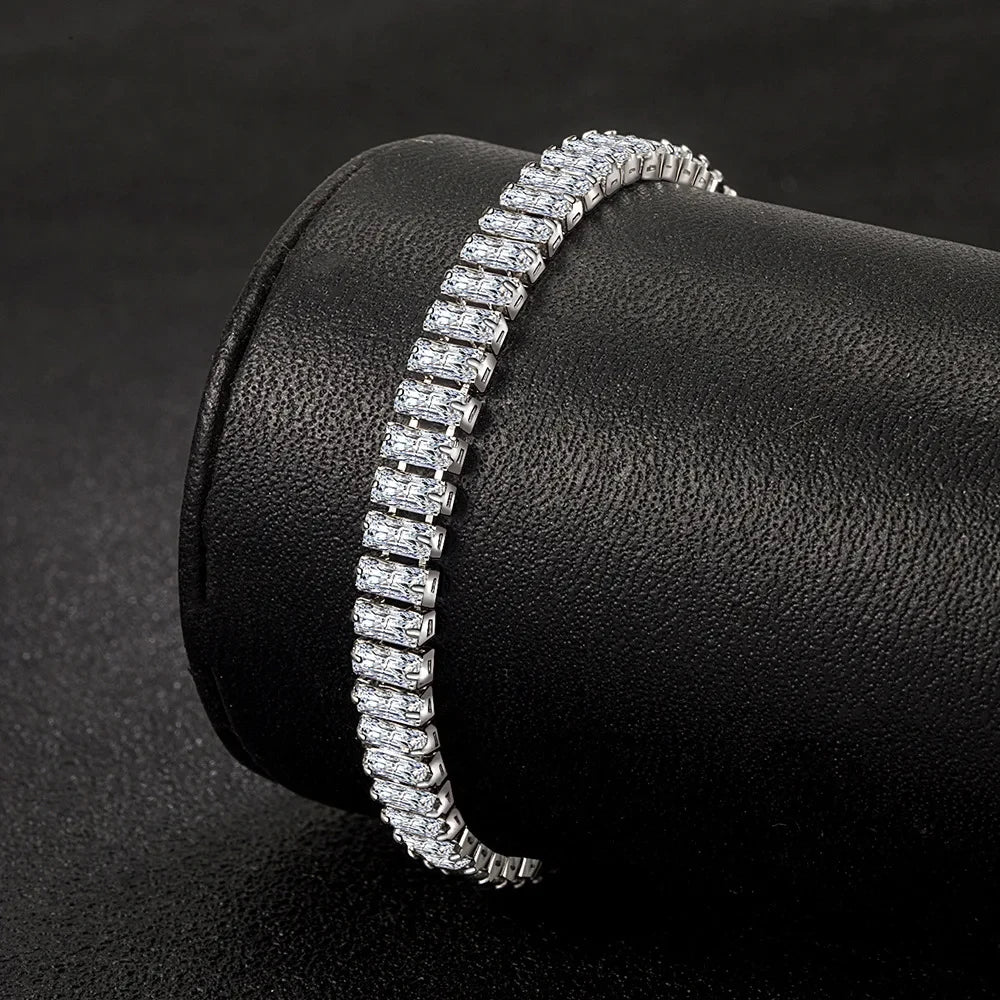 Sterling Silver Crystal Bracelet 18CM Luxury Jewelry for Women