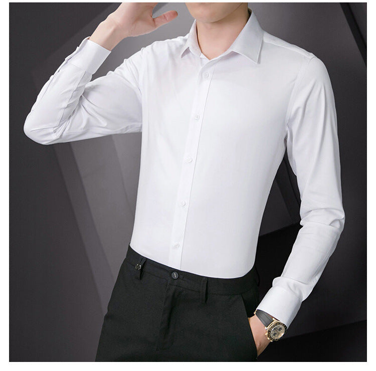 Men Long Sleeve Shirt Plus Size Business Casual White Shirt