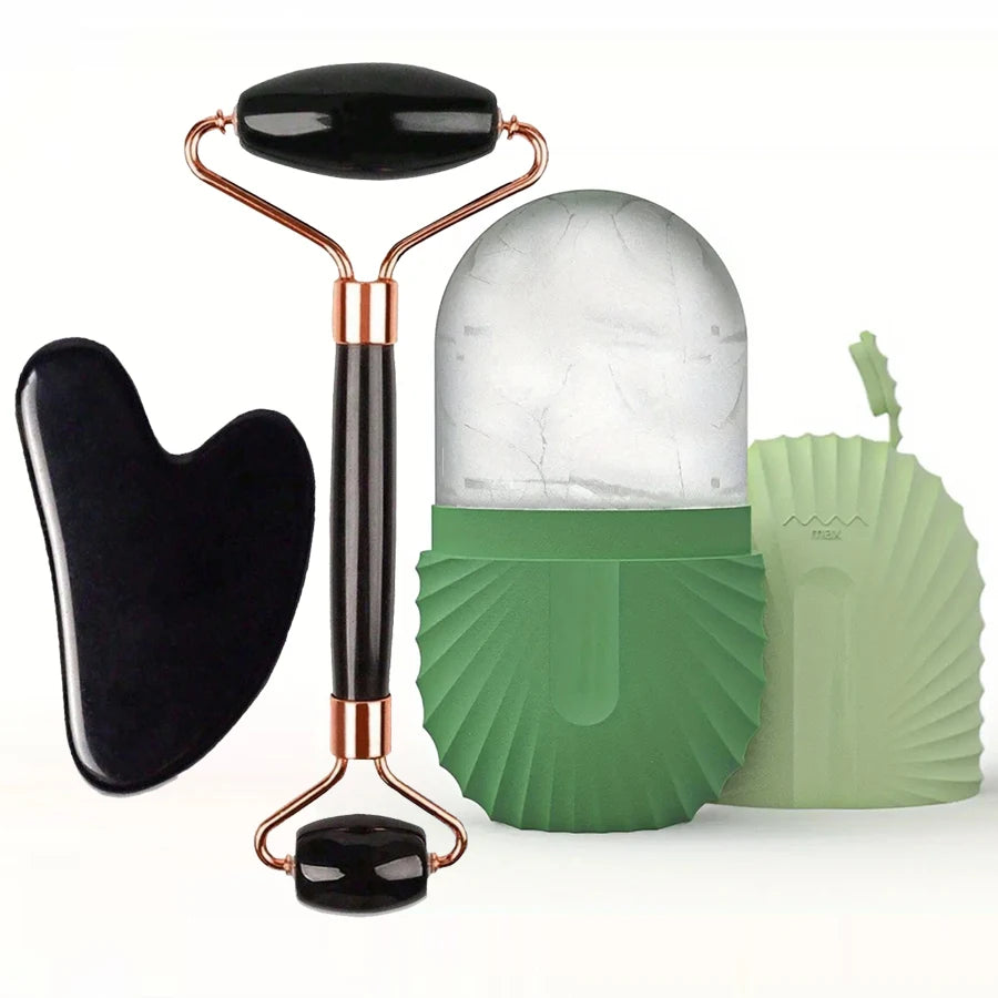 Ice Face Roller Facial Roller GuaSha Face Tool Set