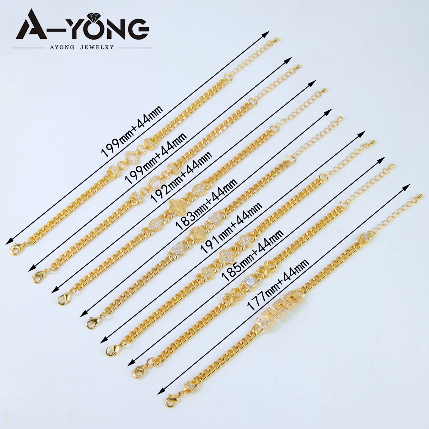 Dubai Fashion Bracelet 21K Gold Plated Zirconia Cuban Chain