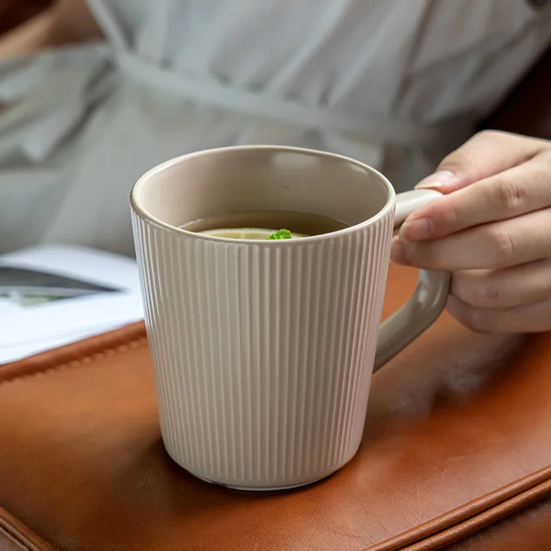 Ceramic Coffee Cup 500ML Matte Embossed Office Mug