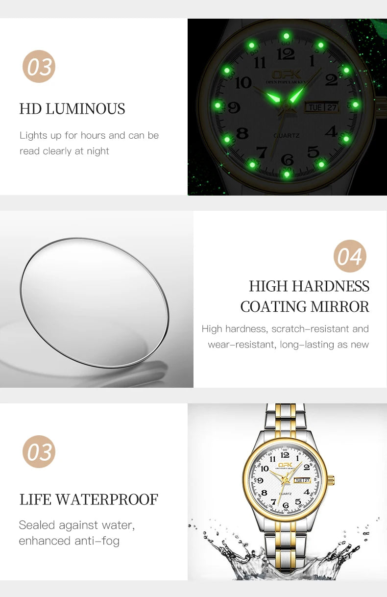 Women Quartz Watch Waterproof Classic Stainless Steel Watch