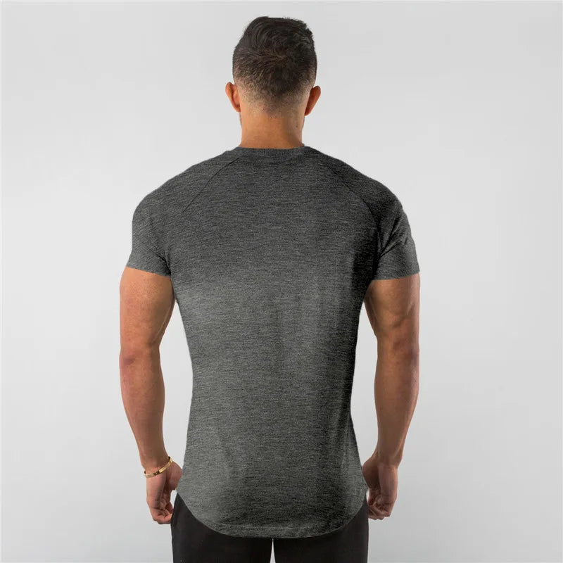 Men Fitness T-Shirt Short Sleeve Cotton Gym Tee