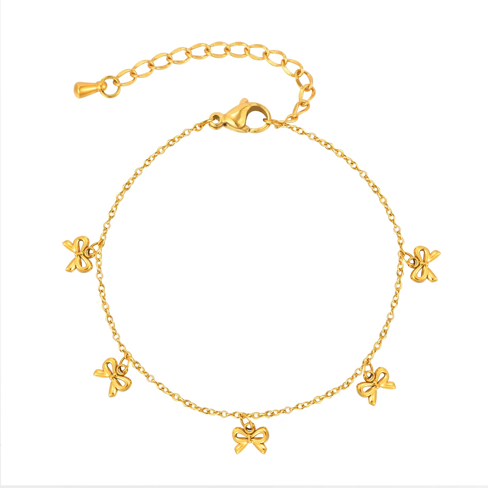 Bow Bracelet 18K Gold Plated Stainless Steel Ribbon Jewelry