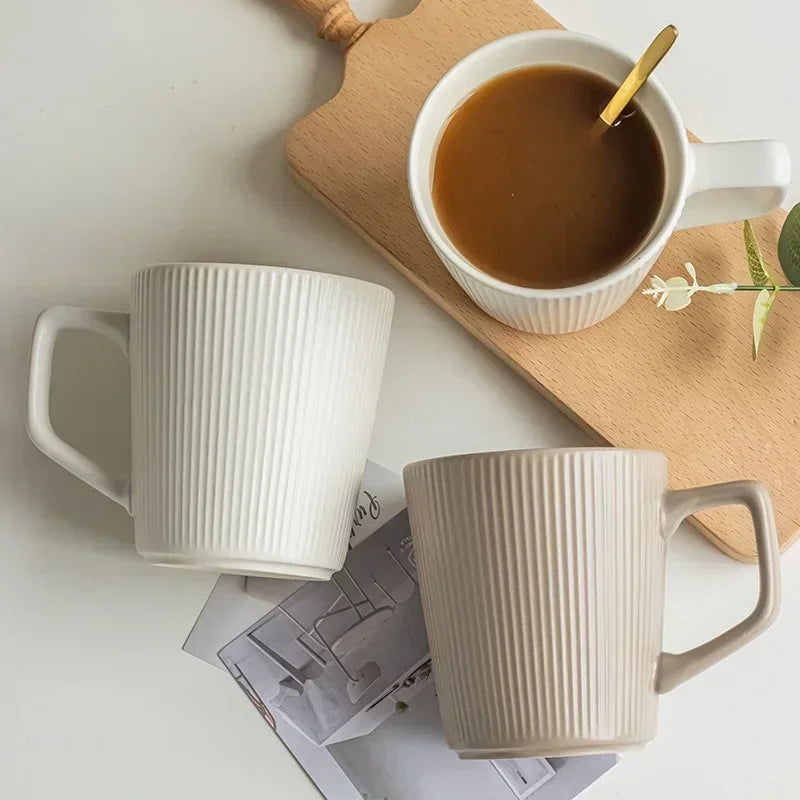 Ceramic Coffee Cup 500ML Matte Embossed Office Mug