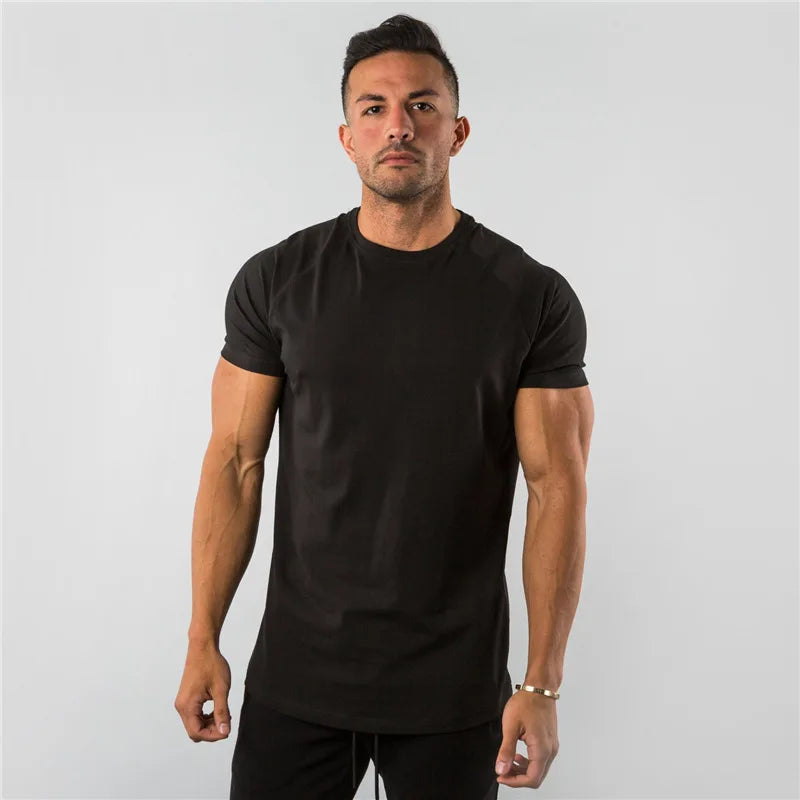 Men Fitness T-Shirt Short Sleeve Cotton Gym Tee