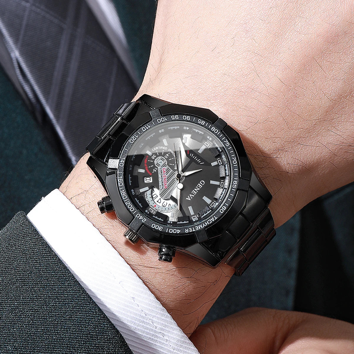 Men Business Watch Large Dial Calendar Quartz Watch