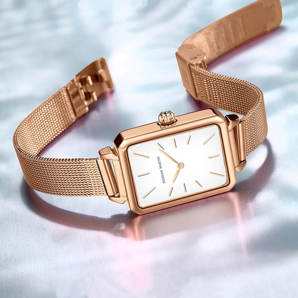 Ladies Quartz Watch Rectangle Stainless Steel Mesh Watch