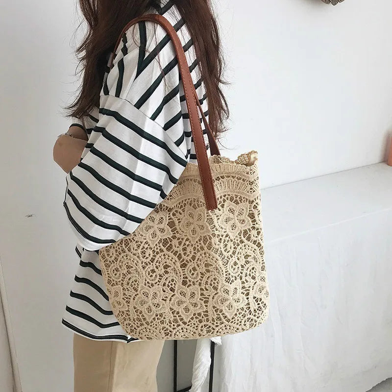 Womens Shoulder Bag Leather Canvas Top-Handle Crossbody Bag