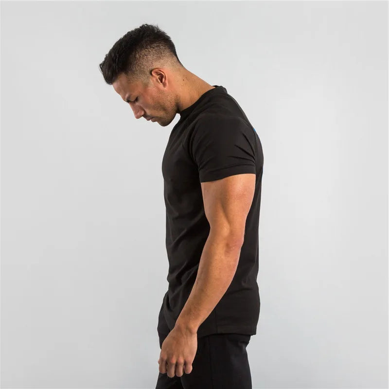 Men Fitness T-Shirt Short Sleeve Cotton Gym Tee