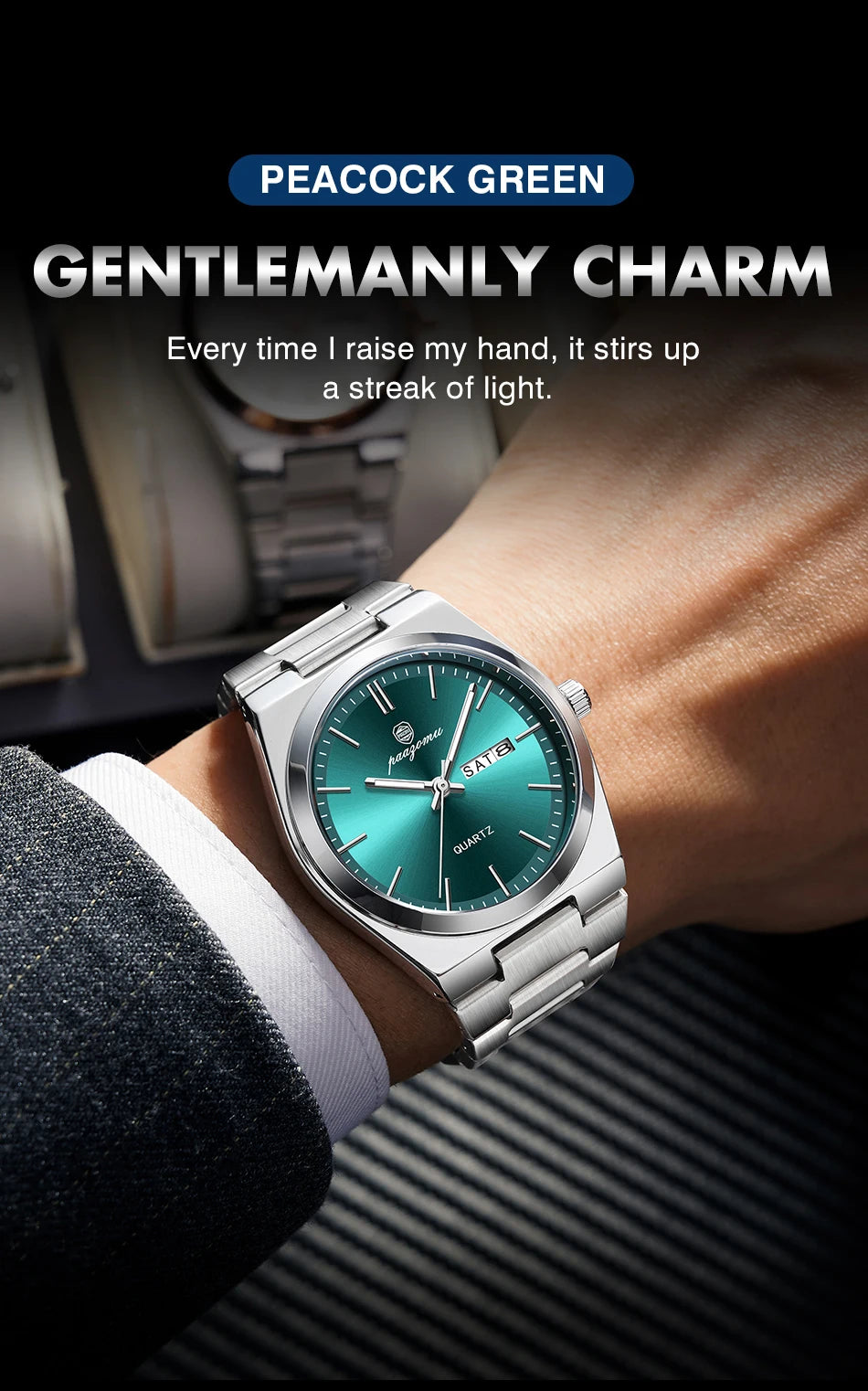 Men Quartz Watch Stainless Steel Luminous Chronograph Watch