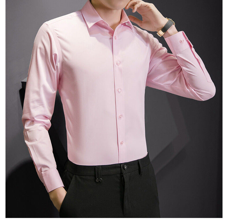 Men Long Sleeve Shirt Plus Size Business Casual White Shirt