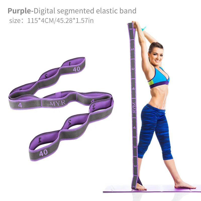 Elastic Yoga Stretching Strap with Loops for Ballet, Yoga and Pilates