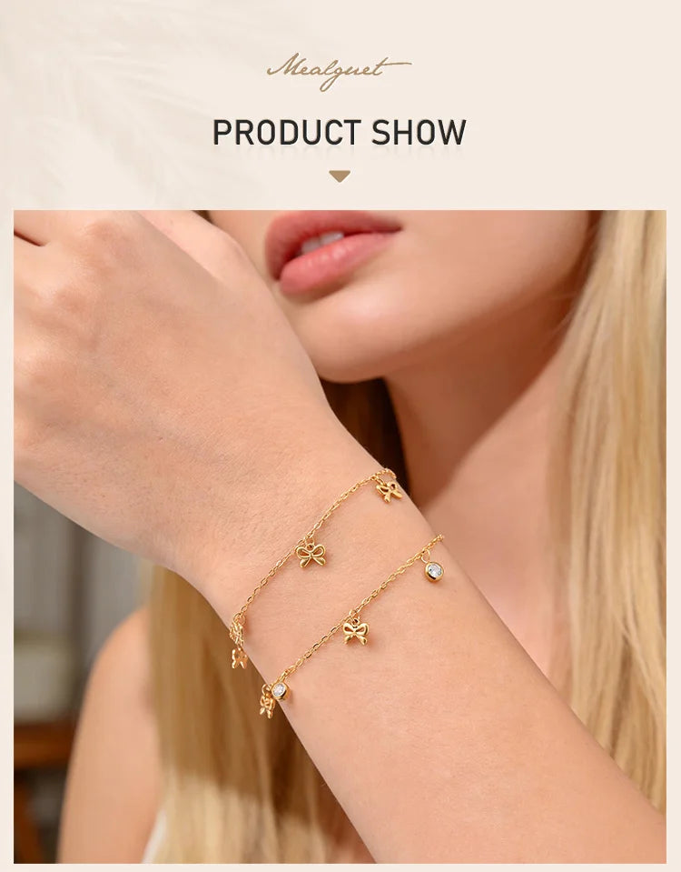 Bow Bracelet 18K Gold Plated Stainless Steel Ribbon Jewelry