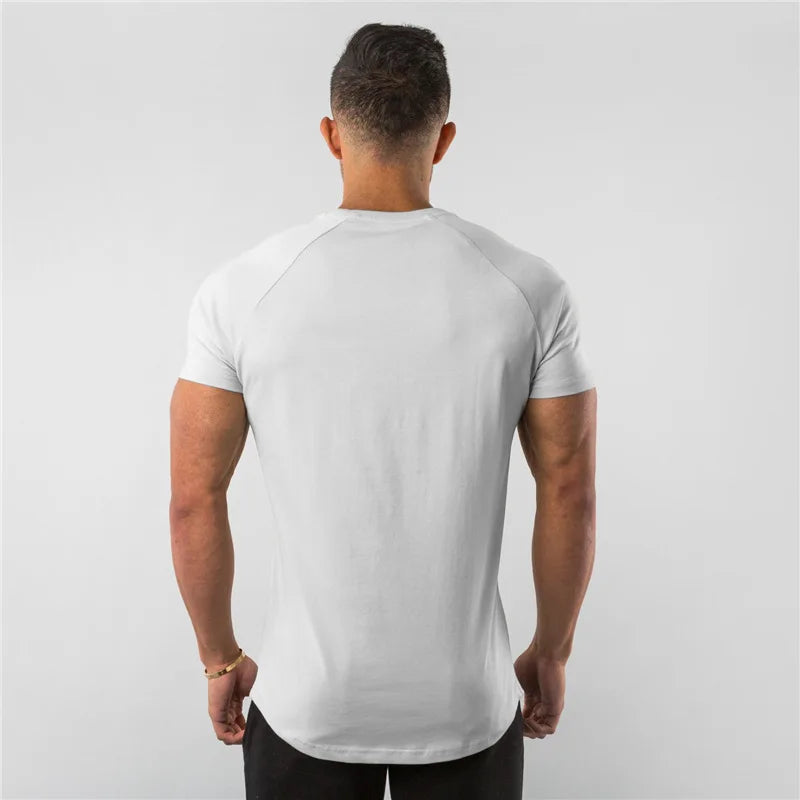 Men Fitness T-Shirt Short Sleeve Cotton Gym Tee