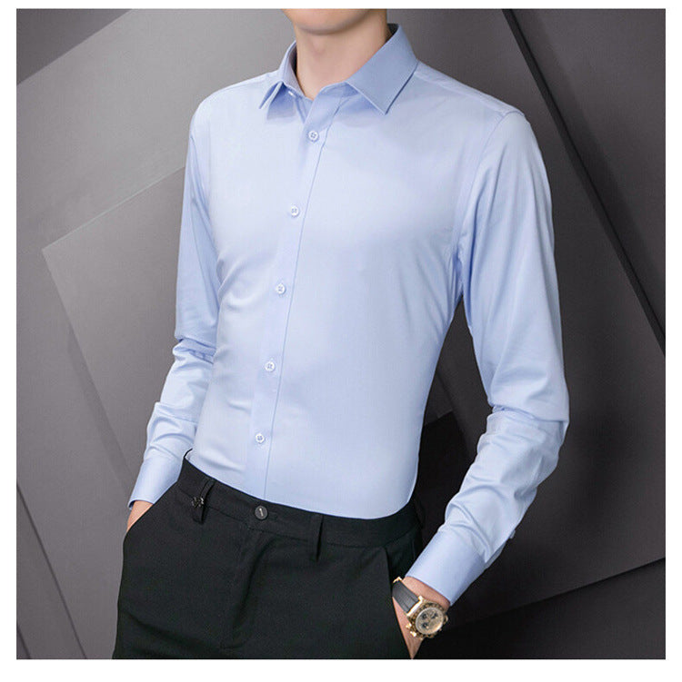 Men Long Sleeve Shirt Plus Size Business Casual White Shirt