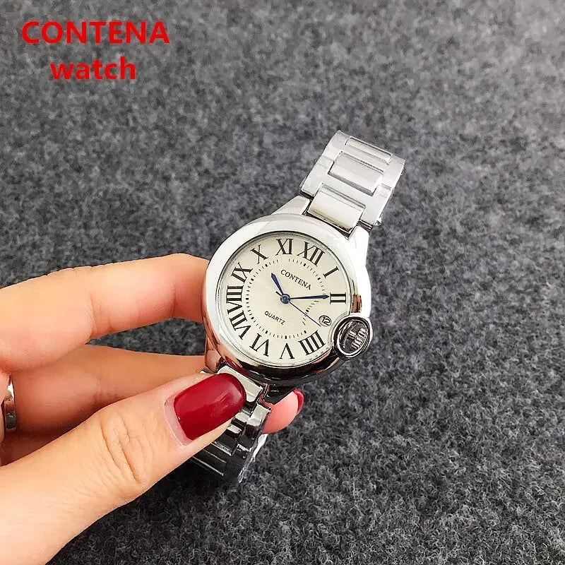 Luxury Quartz Watch Stainless Steel Blue Balloon Date Watch