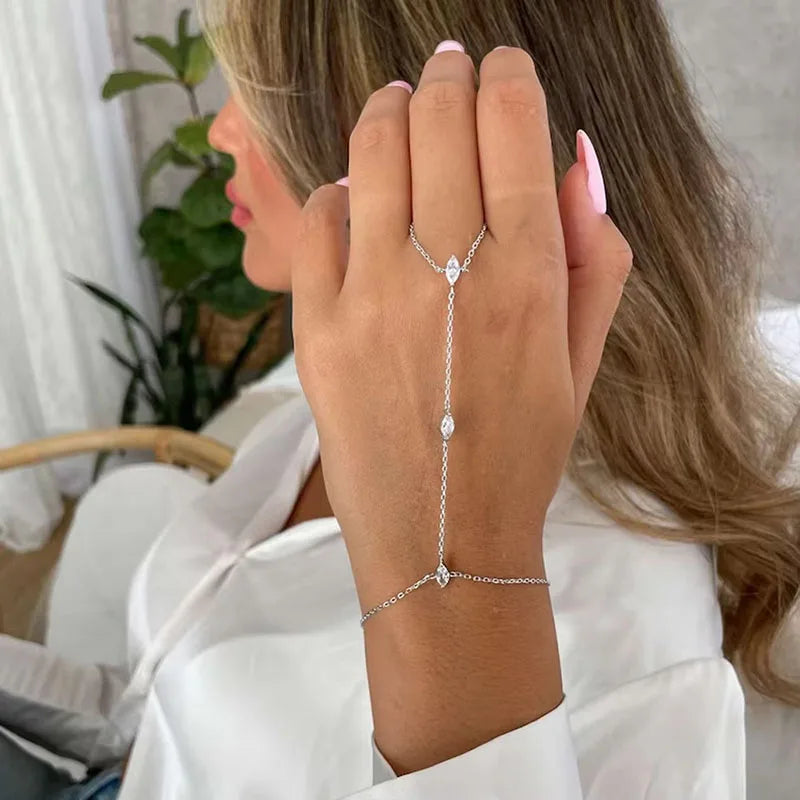Finger Bracelet Bohemia Crystal Thin Chain Hand Jewelry